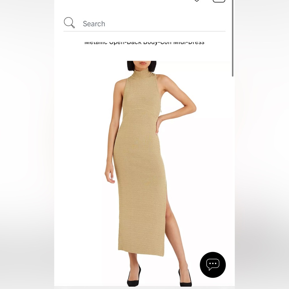 Herve Leger Metallic Open-Back Body-Con Midi-Dress